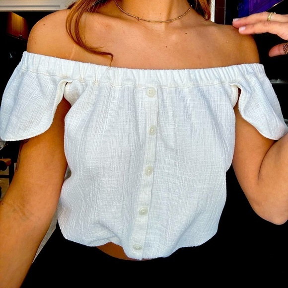 Madewell Tops - Madewell Texture and Thread Off the Shoulder Cinched Waist top